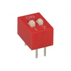 Przełącznik DIP switch 2 torów DIPS2CD czerwony, przewlekany